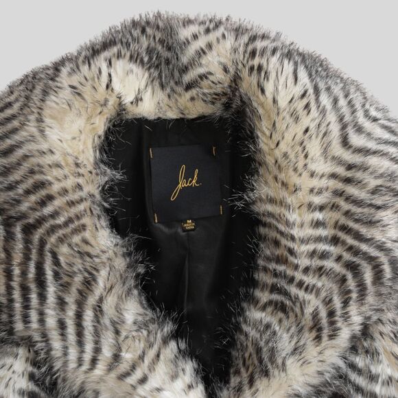 JACK Women's Faux Fur Vest Black Ivory Size M - Picture 5 of 9
